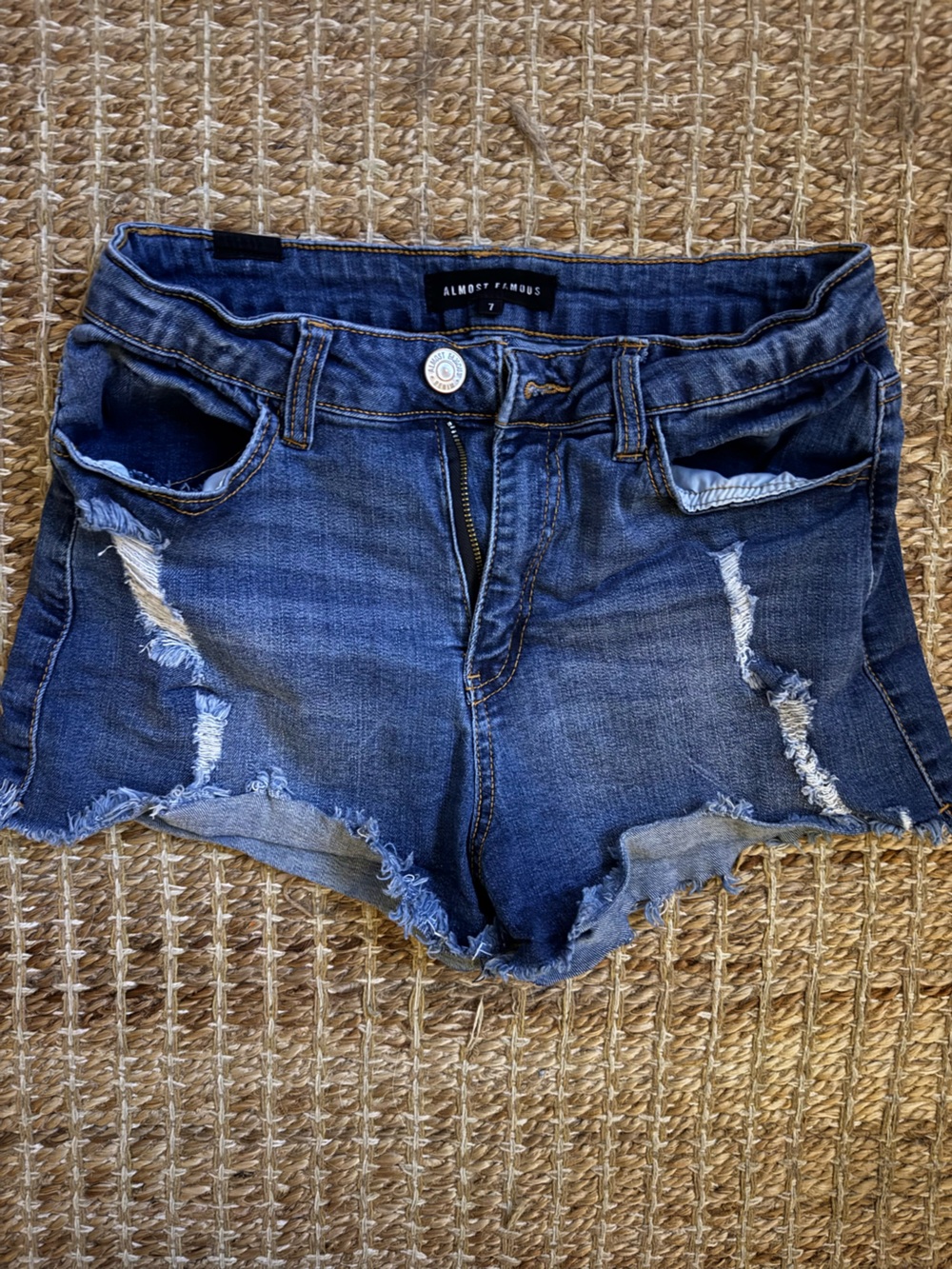 Almost Famous Dark Blue Distressed Denim Shorts